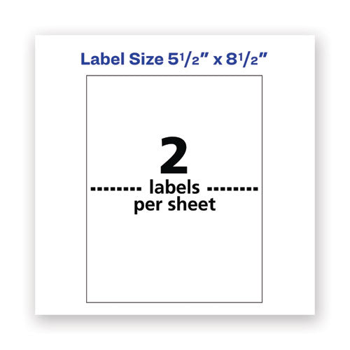 Avery® wholesale. AVERY Waterproof Shipping Labels With Trueblock Technology, Laser Printers, 5.5 X 8.5, White, 2-sheet, 500 Sheets-box. HSD Wholesale: Janitorial Supplies, Breakroom Supplies, Office Supplies.