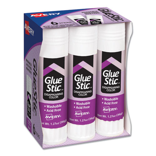 Avery® wholesale. AVERY Permanent Glue Stic Value Pack, 1.27 Oz, Applies Purple, Dries Clear, 6-pack. HSD Wholesale: Janitorial Supplies, Breakroom Supplies, Office Supplies.