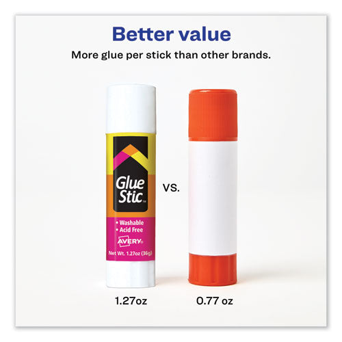 Avery® wholesale. AVERY Permanent Glue Stic Value Pack, 1.27 Oz, Applies White, Dries Clear, 6-pack. HSD Wholesale: Janitorial Supplies, Breakroom Supplies, Office Supplies.