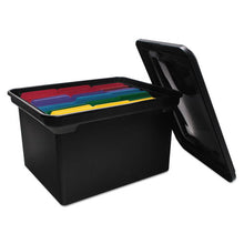 Load image into Gallery viewer, Advantus wholesale. File Tote With Lid, Letter-legal Files, 14.13&quot; X 18&quot; X 10.75&quot;, Black. HSD Wholesale: Janitorial Supplies, Breakroom Supplies, Office Supplies.