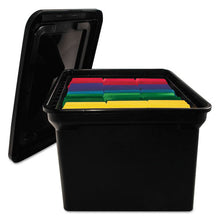 Load image into Gallery viewer, Advantus wholesale. File Tote With Lid, Letter-legal Files, 14.13&quot; X 18&quot; X 10.75&quot;, Black. HSD Wholesale: Janitorial Supplies, Breakroom Supplies, Office Supplies.