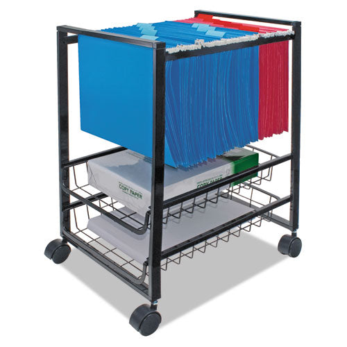 Advantus wholesale. Mobile File Cart W-sliding Baskets, 12.88w X 15d X 21.13h, Black. HSD Wholesale: Janitorial Supplies, Breakroom Supplies, Office Supplies.