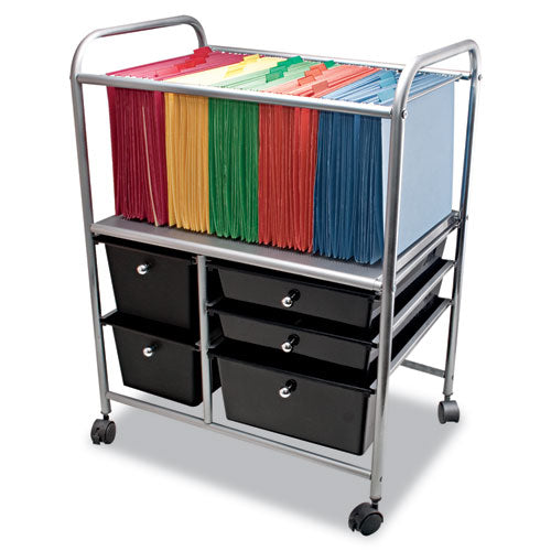 Advantus wholesale. Letter-legal File Cart W-five Storage Drawers, 21.63w X 15.25d X 28.63h, Black. HSD Wholesale: Janitorial Supplies, Breakroom Supplies, Office Supplies.