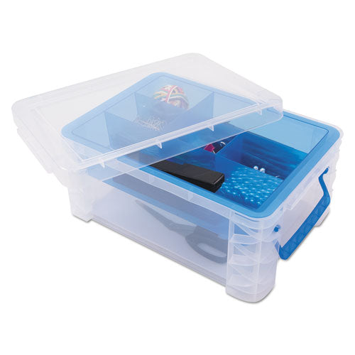 Advantus wholesale. Super Stacker Divided Storage Box, 6 Sections, 10.38" X 14.25" X 6.5", Clear-blue. HSD Wholesale: Janitorial Supplies, Breakroom Supplies, Office Supplies.
