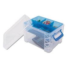 Load image into Gallery viewer, Advantus wholesale. Super Stacker Divided Storage Box, 5 Sections, 7.5&quot; X 10.13&quot; X 6.5&quot;, Clear-blue. HSD Wholesale: Janitorial Supplies, Breakroom Supplies, Office Supplies.