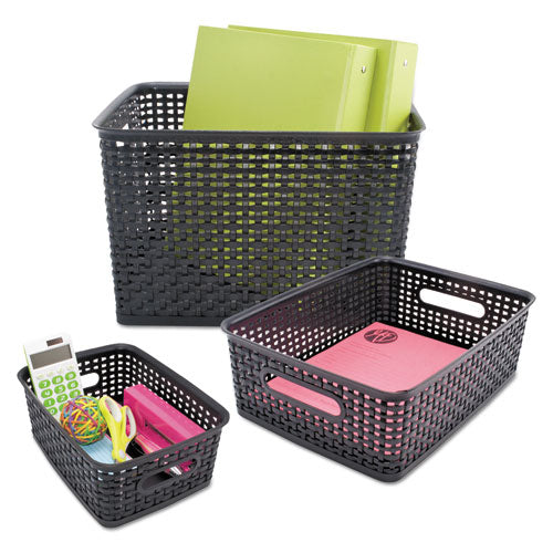 Advantus wholesale. Weave Bins, 14.25 X 10.25 X 4.75, Black, 2-pack. HSD Wholesale: Janitorial Supplies, Breakroom Supplies, Office Supplies.