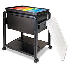 Load image into Gallery viewer, Advantus wholesale. Folding Mobile File Cart, 14.5w X 18.5d X 21.75h, Clear-black. HSD Wholesale: Janitorial Supplies, Breakroom Supplies, Office Supplies.