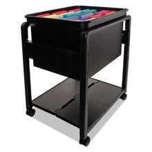 Load image into Gallery viewer, Advantus wholesale. Folding Mobile File Cart, 14.5w X 18.5d X 21.75h, Clear-black. HSD Wholesale: Janitorial Supplies, Breakroom Supplies, Office Supplies.