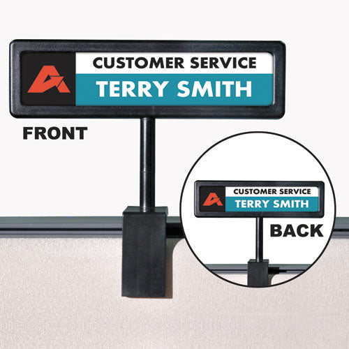 People Pointer™ wholesale. People Pointer Cubicle Sign, Plastic, 8.5 X 2, Black. HSD Wholesale: Janitorial Supplies, Breakroom Supplies, Office Supplies.