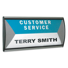 Load image into Gallery viewer, People Pointer™ wholesale. People Pointer Wall-door Sign, Aluminum Base, 8.75 X 4, Black-silver. HSD Wholesale: Janitorial Supplies, Breakroom Supplies, Office Supplies.