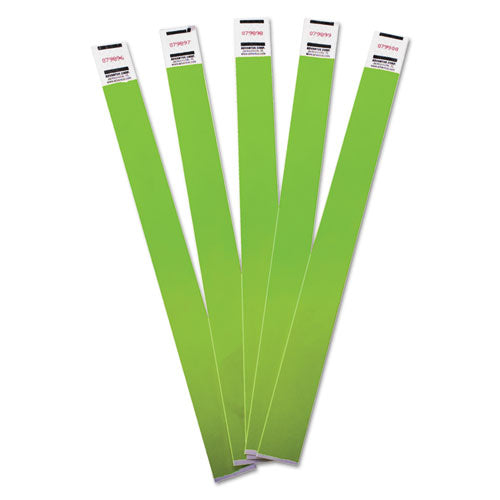 Advantus wholesale. Crowd Management Wristbands, Sequentially Numbered, 10 X 3-4, Green, 100-pack. HSD Wholesale: Janitorial Supplies, Breakroom Supplies, Office Supplies.