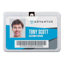 Load image into Gallery viewer, Advantus wholesale. Id Badge Holder W-clip, Horizontal, 4.13w X 3.38h, Clear, 50-pack. HSD Wholesale: Janitorial Supplies, Breakroom Supplies, Office Supplies.