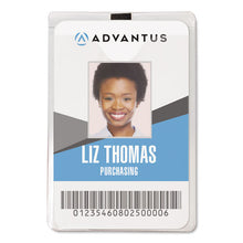 Load image into Gallery viewer, Advantus wholesale. Id Badge Holder W-clip, Vertical, 3.8w X 4.25h, Clear, 50-pack. HSD Wholesale: Janitorial Supplies, Breakroom Supplies, Office Supplies.