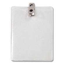 Load image into Gallery viewer, Advantus wholesale. Id Badge Holder W-clip, Vertical, 3.8w X 4.25h, Clear, 50-pack. HSD Wholesale: Janitorial Supplies, Breakroom Supplies, Office Supplies.