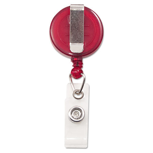 Advantus wholesale. Translucent Retractable Id Card Reel, 34" Extension, Red, 12-pack. HSD Wholesale: Janitorial Supplies, Breakroom Supplies, Office Supplies.