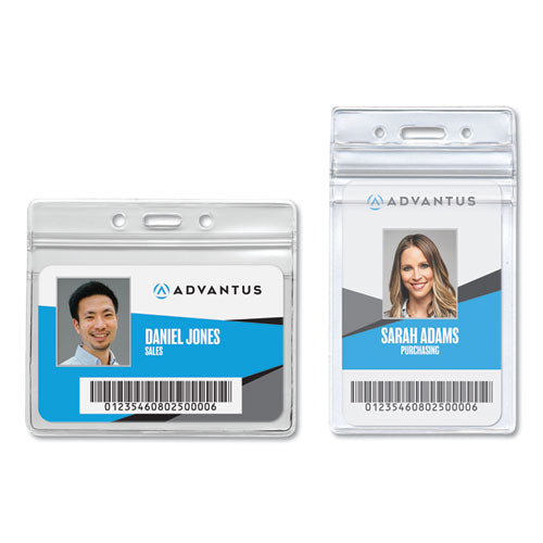 Advantus wholesale. Resealable Id Badge Holder, Horizontal, 4.13 X 3.75, Clear, 50-pack. HSD Wholesale: Janitorial Supplies, Breakroom Supplies, Office Supplies.