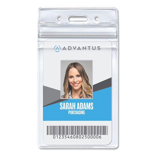 Advantus wholesale. Resealable Id Badge Holder, Vertical, 3.68 X 5, Clear, 50-pack. HSD Wholesale: Janitorial Supplies, Breakroom Supplies, Office Supplies.