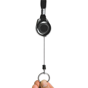Advantus wholesale. Lanyards With Retractable Id Reels, Ring Style, 34" Long, Black, 12-pk. HSD Wholesale: Janitorial Supplies, Breakroom Supplies, Office Supplies.