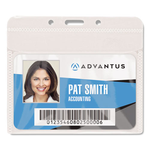 Advantus wholesale. Pvc-free Badge Holders, Horizontal, 4.5 X 4, Clear, 50-pack. HSD Wholesale: Janitorial Supplies, Breakroom Supplies, Office Supplies.