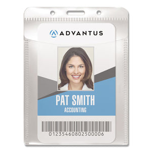 Advantus wholesale. Pvc-free Badge Holders, Vertical, 3.5 X 5.13, Clear, 50-pack. HSD Wholesale: Janitorial Supplies, Breakroom Supplies, Office Supplies.