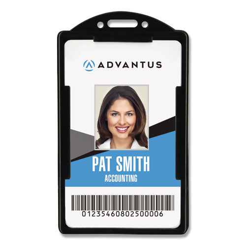 Advantus wholesale. Vertical Id Card Holders, 2.38 X 3.68, Black, 25-pack. HSD Wholesale: Janitorial Supplies, Breakroom Supplies, Office Supplies.