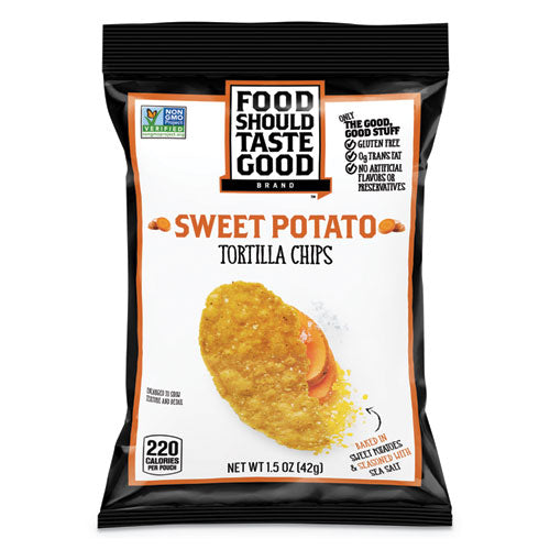 Food Should Taste Good™ wholesale. Tortilla Chips, Sweet Potato With Sea Salt, 1.5 Oz, 24-carton. HSD Wholesale: Janitorial Supplies, Breakroom Supplies, Office Supplies.