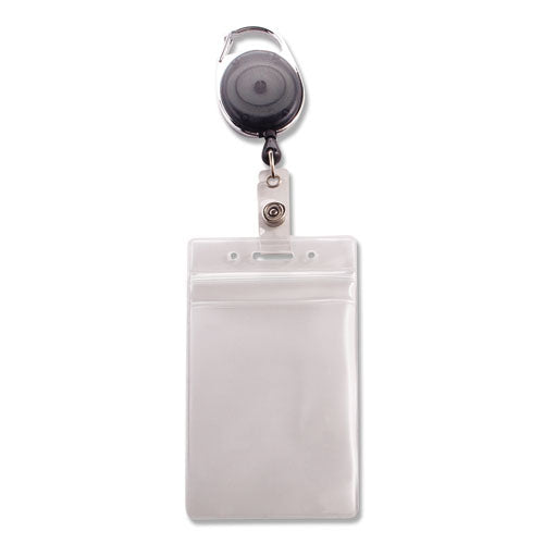 Advantus wholesale. Resealable Id Badge Holder, Cord Reel, Vertical, 3.68 X 5, Clear, 10-pack. HSD Wholesale: Janitorial Supplies, Breakroom Supplies, Office Supplies.