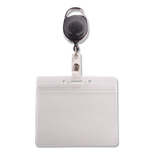 Advantus wholesale. Resealable Id Badge Holder, Cord Reel, Horizontal, 3.75 X 4.13, Clear, 10-pack. HSD Wholesale: Janitorial Supplies, Breakroom Supplies, Office Supplies.