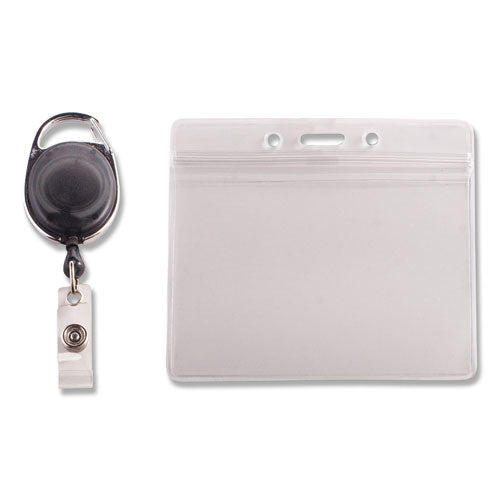 Advantus wholesale. Resealable Id Badge Holder, Cord Reel, Horizontal, 3.75 X 4.13, Clear, 10-pack. HSD Wholesale: Janitorial Supplies, Breakroom Supplies, Office Supplies.