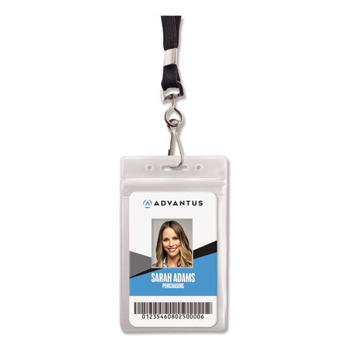 Advantus wholesale. Resealable Id Badge Holder, Lanyard, Vertical, 3.68 X 5, Clear, 20-pack. HSD Wholesale: Janitorial Supplies, Breakroom Supplies, Office Supplies.