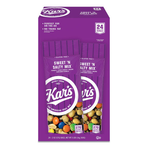Kar's wholesale. Nuts Caddy, Sweet 'n Salty Mix, 2 Oz Packets, 24-box. HSD Wholesale: Janitorial Supplies, Breakroom Supplies, Office Supplies.