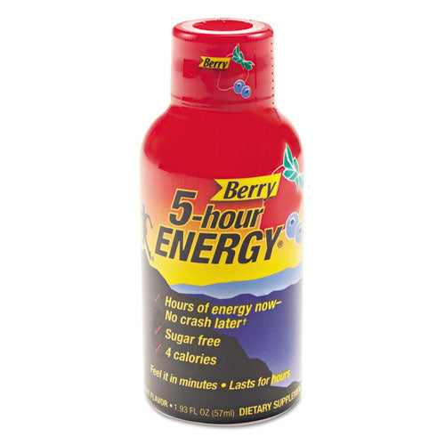 5-hour ENERGY® wholesale. Energy Drink, Berry, 1.93oz Bottle, 12-pack. HSD Wholesale: Janitorial Supplies, Breakroom Supplies, Office Supplies.