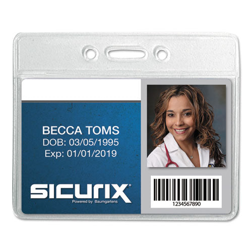 SICURIX® wholesale. Sicurix Badge Holder, Horizontal, 2.13 X 3.38, Clear, 12-pack. HSD Wholesale: Janitorial Supplies, Breakroom Supplies, Office Supplies.