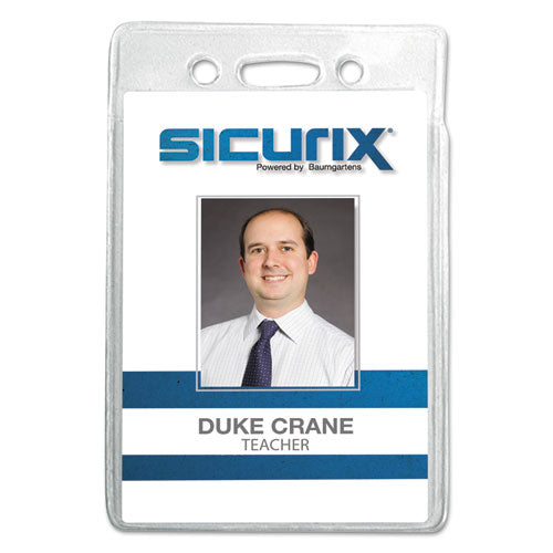 SICURIX® wholesale. Sicurix Badge Holder, Vertical, 2.75 X 4.13, Clear, 12-pack. HSD Wholesale: Janitorial Supplies, Breakroom Supplies, Office Supplies.