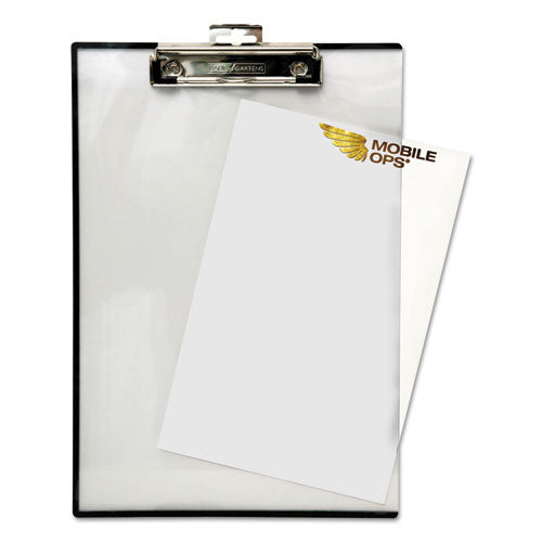 Mobile OPS® wholesale. Quick Reference Clipboard, 1-2" Capacity, 8 1-2 X 11, Clear. HSD Wholesale: Janitorial Supplies, Breakroom Supplies, Office Supplies.