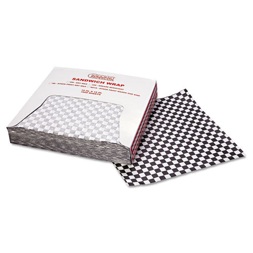 Bagcraft wholesale. Grease-resistant Paper Wraps And Liners, 12 X 12, Black Check, 1000-box, 5 Boxes-carton. HSD Wholesale: Janitorial Supplies, Breakroom Supplies, Office Supplies.