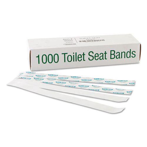 Bagcraft wholesale. Sani-shield Printed Toilet Seat Band, 16 X 1.5, Deep Blue-white, 1,000-carton. HSD Wholesale: Janitorial Supplies, Breakroom Supplies, Office Supplies.
