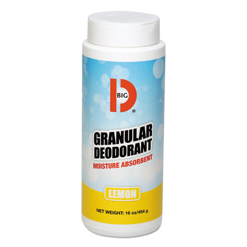 Big D Industries wholesale. Granular Deodorant, Lemon, 16 Oz, Shaker Can, 12-carton. HSD Wholesale: Janitorial Supplies, Breakroom Supplies, Office Supplies.