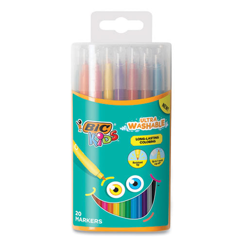 BIC® wholesale. BIC Kids Ultra Washable Markers In Plastic Tube, Medium Bullet Tip, Assorted Colors, 20-pack. HSD Wholesale: Janitorial Supplies, Breakroom Supplies, Office Supplies.