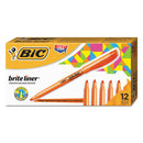 BIC® wholesale. BIC Brite Liner Highlighter, Chisel Tip, Fluorescent Orange, Dozen. HSD Wholesale: Janitorial Supplies, Breakroom Supplies, Office Supplies.