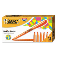 BIC® wholesale. BIC Brite Liner Highlighter, Chisel Tip, Fluorescent Orange, Dozen. HSD Wholesale: Janitorial Supplies, Breakroom Supplies, Office Supplies.