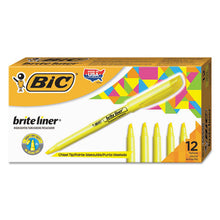 Load image into Gallery viewer, BIC® wholesale. BIC Brite Liner Highlighter, Chisel Tip, Fluorescent Yellow, Dozen. HSD Wholesale: Janitorial Supplies, Breakroom Supplies, Office Supplies.