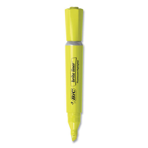 BIC® wholesale. BIC Brite Liner Tank-style Highlighter, Chisel Tip, Fluorescent Yellow, Dozen. HSD Wholesale: Janitorial Supplies, Breakroom Supplies, Office Supplies.