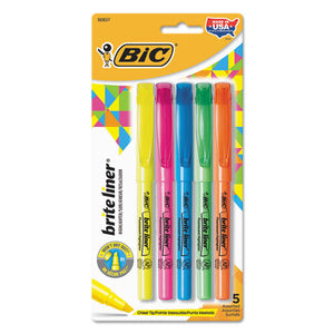 BIC® wholesale. BIC Brite Liner Highlighter, Chisel Tip, Assorted Colors, 5-set. HSD Wholesale: Janitorial Supplies, Breakroom Supplies, Office Supplies.