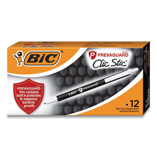 BIC® wholesale. BIC Prevaguard Antimicrobial Retractable Ballpoint Pen, Medium 1 Mm, Black Ink-barrel, Dozen. HSD Wholesale: Janitorial Supplies, Breakroom Supplies, Office Supplies.