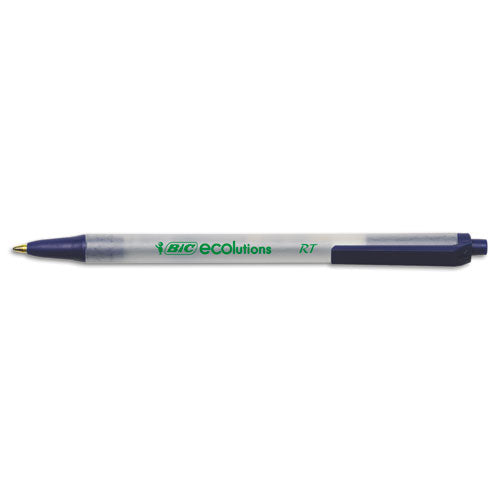 BIC® wholesale. BIC Ecolutions Clic Stic Retractable Ballpoint Pen, 1mm, Blue Ink, Clear Barrel, Dozen. HSD Wholesale: Janitorial Supplies, Breakroom Supplies, Office Supplies.
