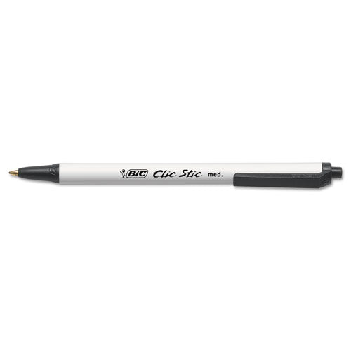 BIC® wholesale. BIC Clic Stic Retractable Ballpoint Pen Value Pack, Medium 1 Mm, Black Ink, White Barrel, 24-pack. HSD Wholesale: Janitorial Supplies, Breakroom Supplies, Office Supplies.