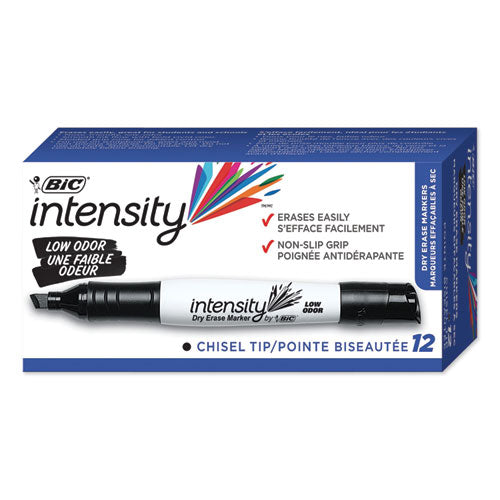 BIC® wholesale. BIC Intensity Low Odor Dry Erase Marker, Broad Chisel Tip, Black, Dozen. HSD Wholesale: Janitorial Supplies, Breakroom Supplies, Office Supplies.