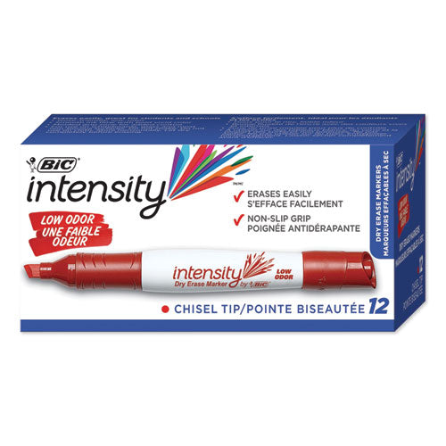 BIC® wholesale. BIC Intensity Low Odor Dry Erase Marker, Xl Bullet Tip, Red, Dozen. HSD Wholesale: Janitorial Supplies, Breakroom Supplies, Office Supplies.