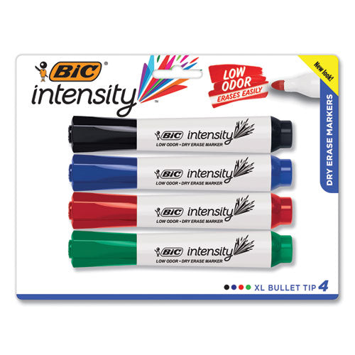 BIC® wholesale. BIC Intensity Low Odor Bold Tank-style Dry Erase Marker, Xl Bullet Tip, Assorted Colors, 4-set. HSD Wholesale: Janitorial Supplies, Breakroom Supplies, Office Supplies.